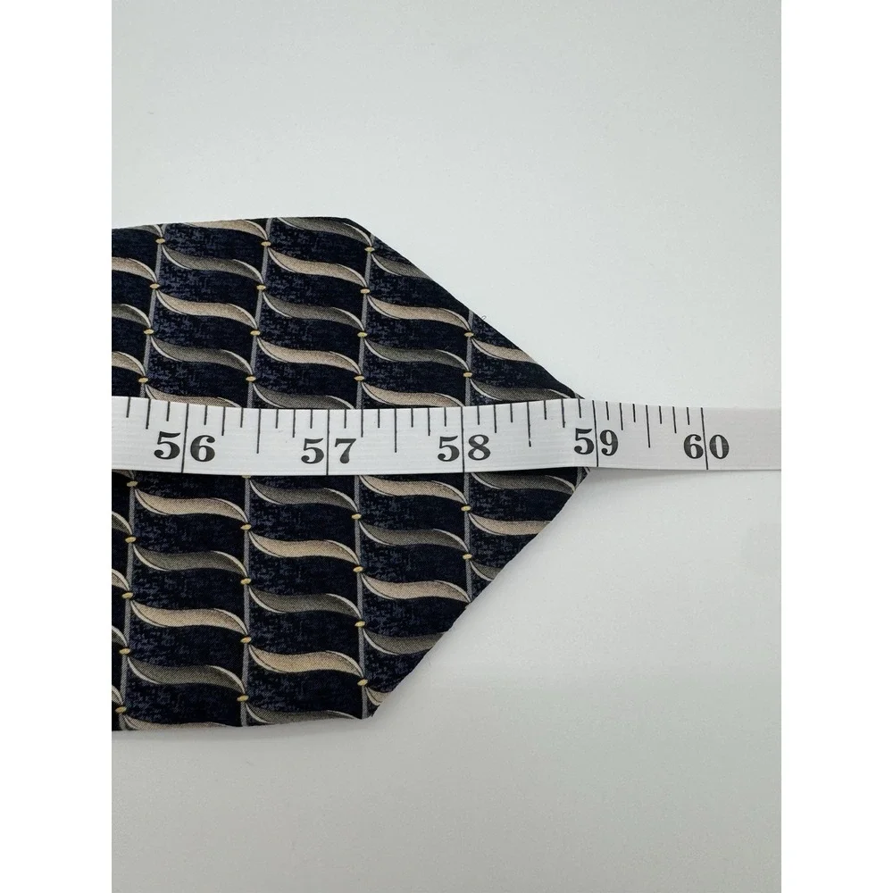 Umberto Bossi Silk Tie Blue Geometric Italy Roma Milano Classic Necktie